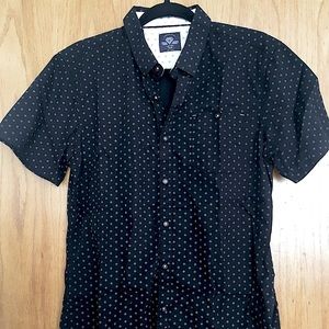 Black White Pattern Short Sleeve Button Shirt